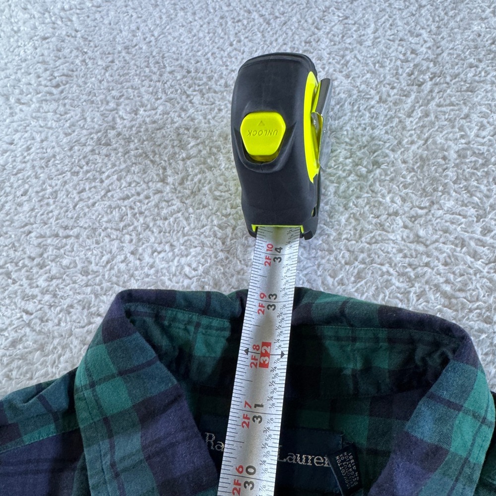 Ralph Lauren Button Down Mens XL Green Pony Plaid Classic Fit Cotton Pony - Picture 6 of 9